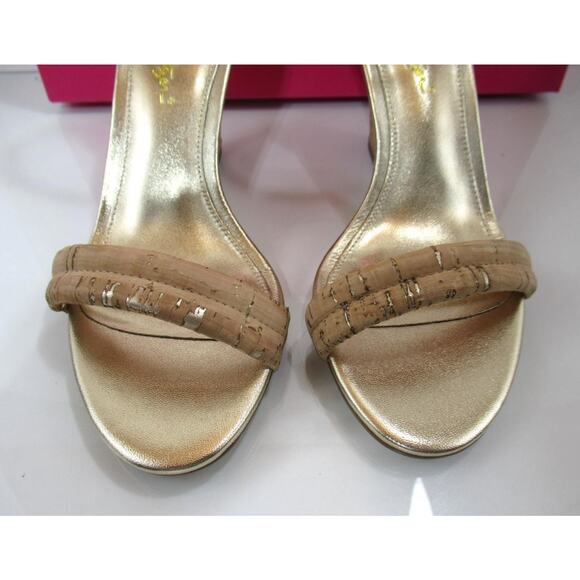 Lilly Pulitizer Jenna Wedge Heel Ankle Strap Sandals Natural Cork Size 8.5 - Picture 5 of 7